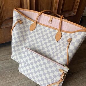 Louis Vuitton neverfull damier azure mm with Pouch